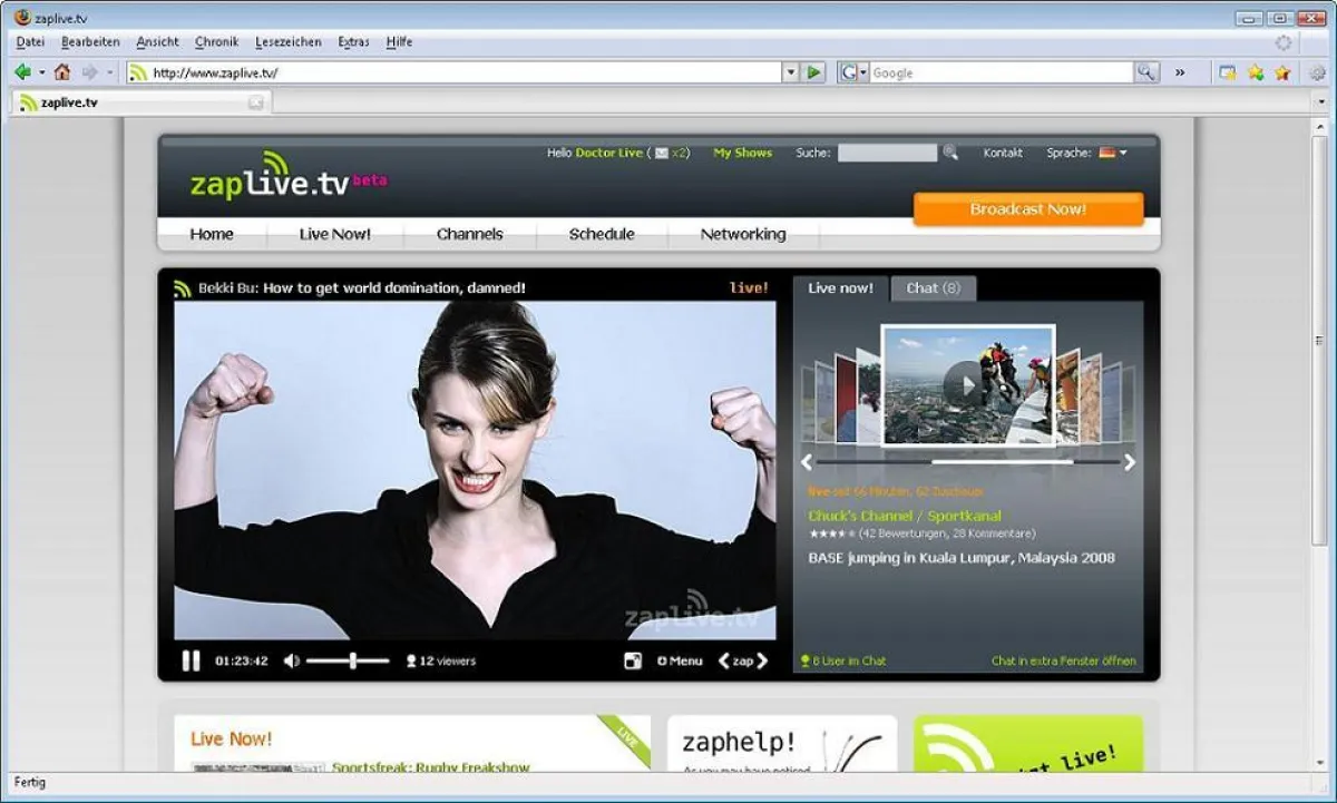 Die zaplive.tv-Benutzeroberfläche; übersichtlich und einfach zu Bedienen.