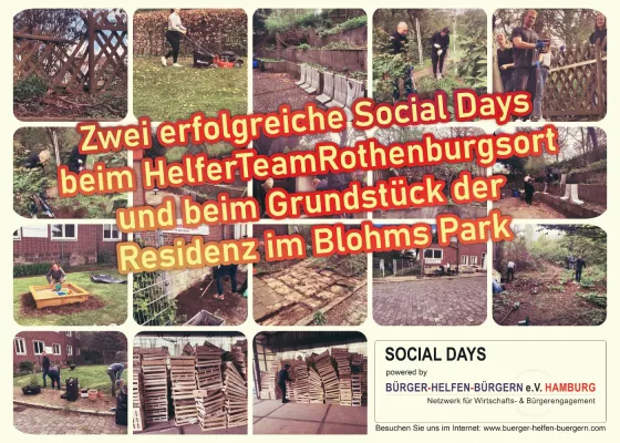 Bild: Zwei erfolgreiche Social Days beim HelferTeamRothenburgsort und beim Grundstück der Residenz im Blohms Park