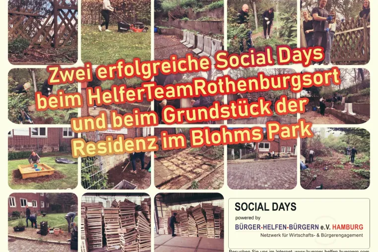 Bild: Zwei erfolgreiche Social Days beim HelferTeamRothenburgsort und beim Grundstück der Residenz im Blohms Park