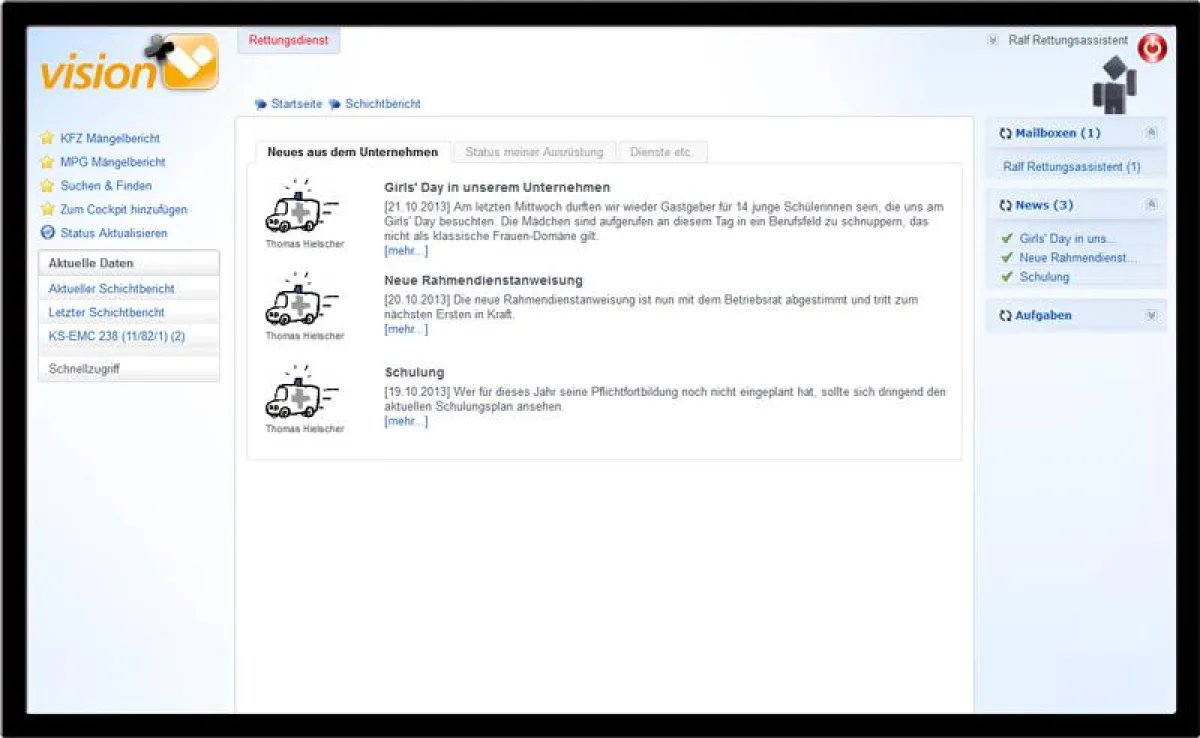 VISION, das Organisations- und QM-Portal für Rettungsdienste