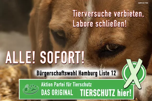 Bild: Tierversuche verbieten, Labore schließen.