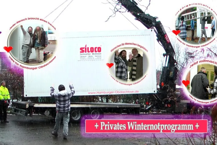 Bild: Wohncontainer für Obdachlose aufstellen - Winter 2018
