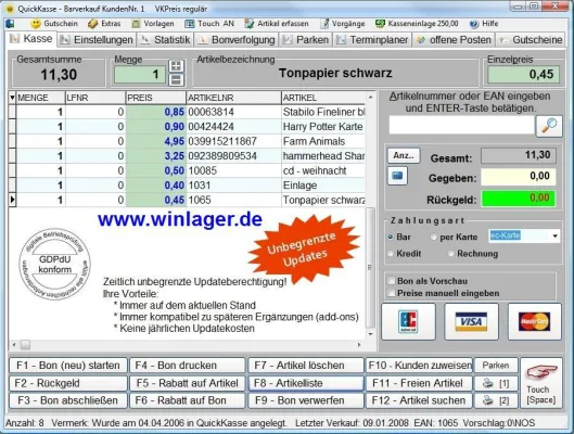 Bild: Kassensoftware & Warenwirtschaft Lager 3000: Geschwindigkeit ist keine Hexerei