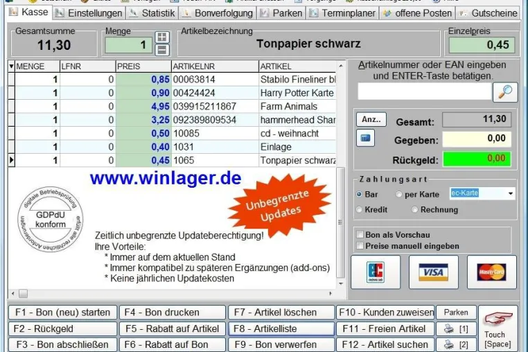 Bild: Kassensoftware & Warenwirtschaft Lager 3000: Geschwindigkeit ist keine Hexerei