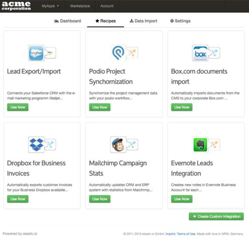 So kann ein interner Integrations-Marktplatz aussehen