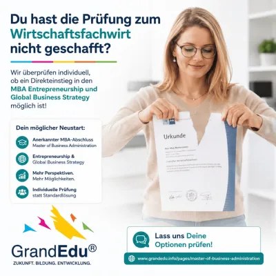Bild: Wirtschaftsfachwirt nicht bestanden: GrandEdu prüft individuelle Wege in den MBA (Hochschule Burgenland)