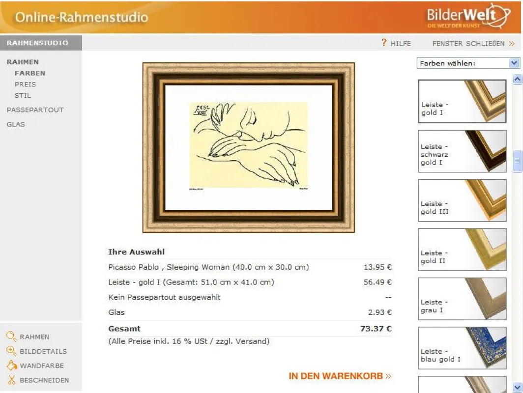 Bilder bequem online einrahmen bei Bilderwelt.de