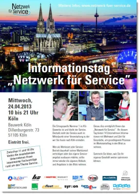 „Netzwerk für Service“ lädt am 24.4. zum Informationstag ins „Bauwerk Köln“ Bild: „Netzwerk für Service“ lädt am 24.4. zum Informationstag ins „Bauwerk Köln“