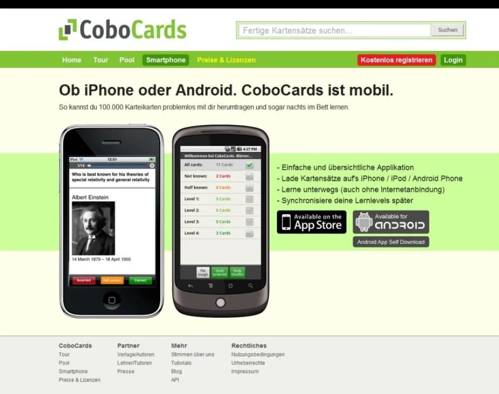 Mit der mobilen APP von CoboCards.com unterwegs lange Wartezeiten sinnvoll mit Lernen überbrücken.