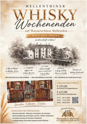 Whisky-Wochenende im November auf Wasserschloss Mellenthin Bild: Whisky-Wochenende im November auf Wasserschloss Mellenthin