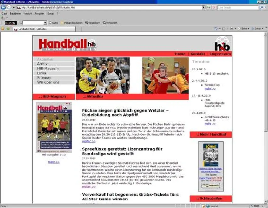 Übersichtlich und informativ: Das neue Berliner Handball-Portal