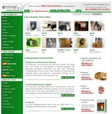 Online-Tiervermittlung enimal.de hilft Tierheimen in Not - Stark sinkende Haustier-Nachfrage wegen Finanzkrise Bild: Online-Tiervermittlung enimal.de hilft Tierheimen in Not - Stark sinkende Haustier-Nachfrage wegen Finanzkrise