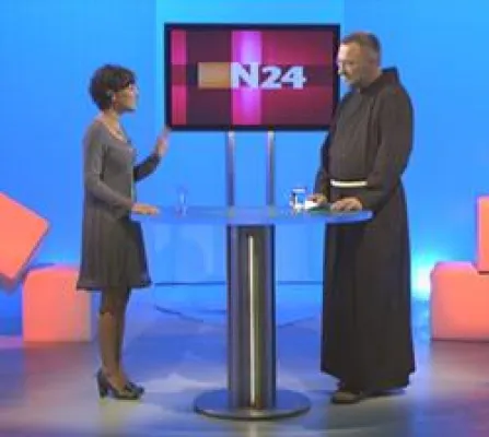 Bild: Bruder Paulus im Gespräch mit Miriam Pielhau, So., 25.10.2009, 8.30 Uhr, N24 Ethik „Um Gottes Willen"