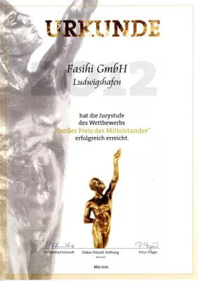Bild: Großer Preis des Mittelstandes: Fasihi GmbH eine Runde weiter