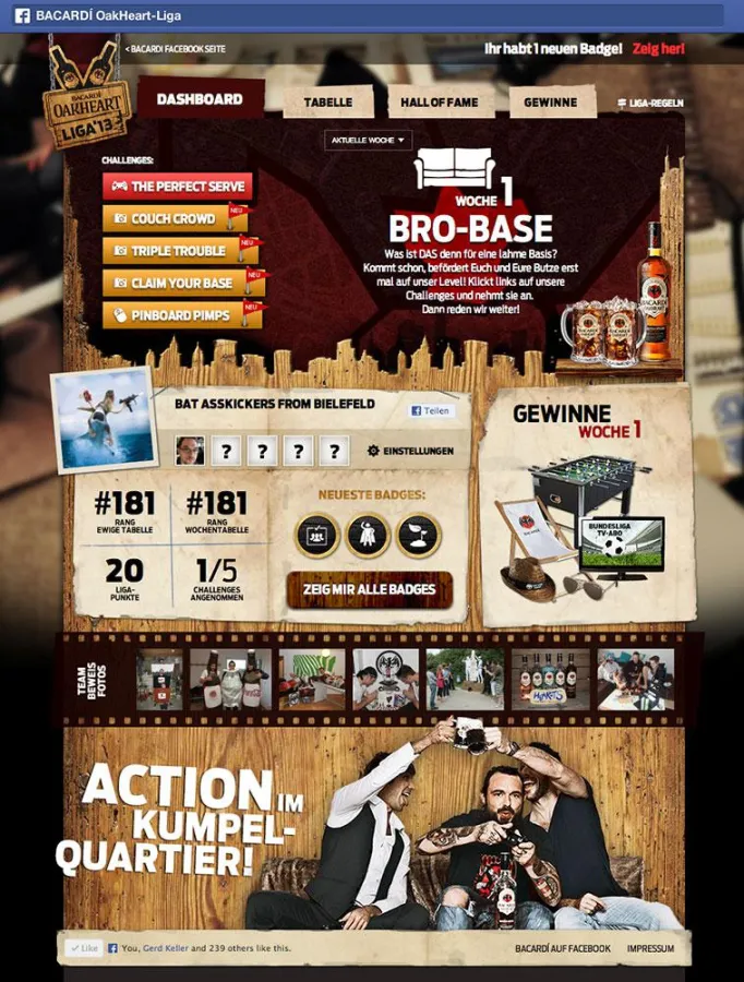 BACARDÍ OakHeart-Liga auf Facebook