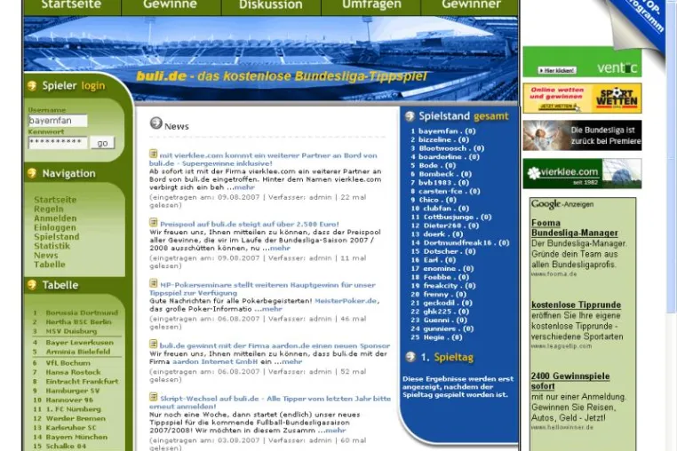 Bild: Preispool auf buli.de, dem kostenlosen Bundesliaga-Tippspiel steigt auf über 2.500 Euro