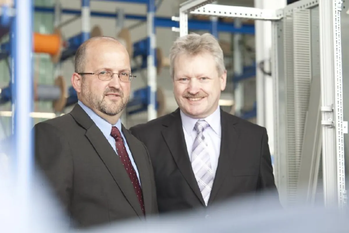 futronic-Geschäftsführer Michael Preuß und Wolfgang Lachmann (v.l.) (Foto: Lisa Berger)