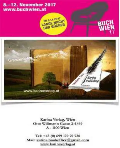 Der Karina-Verlag wird auf der Buch Wien 2017 vertreten sein Bild: Der Karina-Verlag wird auf der Buch Wien 2017 vertreten sein