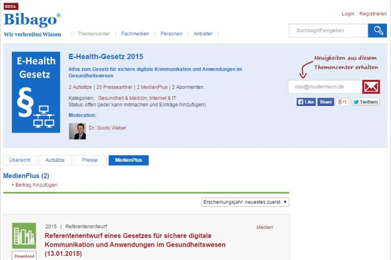 E-Health-Gesetz: Bibago-Themencenter gibt Überblick und informiert bei Neuigkeiten Bild: E-Health-Gesetz: Bibago-Themencenter gibt Überblick und informiert bei Neuigkeiten