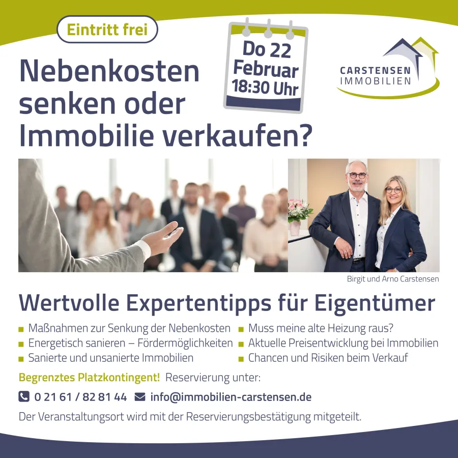 Kostenloser Info-Abend für Eigentümer (© Carstensen Immobilien)