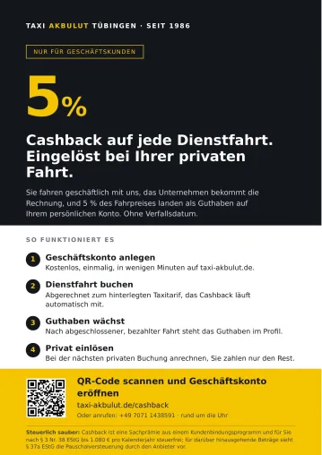 Taxi Akbulut Tübingen digitales Buchungsportal mit Cashback Bild: Taxi Akbulut Tübingen digitales Buchungsportal mit Cashback
