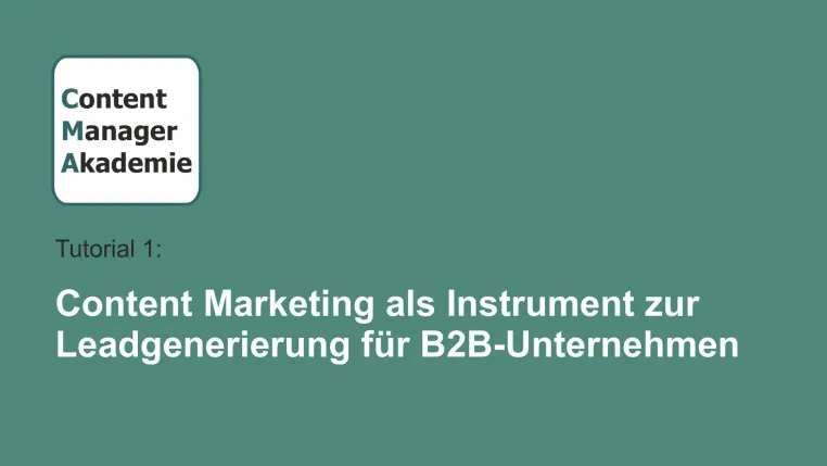 Bild: Tutorial 1 der Content Manager Akademie verfügbar