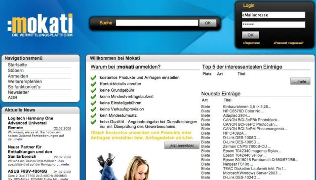 Bild: Mokati - die Vermittlungsplattform für Aufträge, Produkte, Jobs und Personen geht online