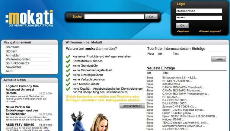 Bild: Mokati - die Vermittlungsplattform für Aufträge, Produkte, Jobs und Personen geht online