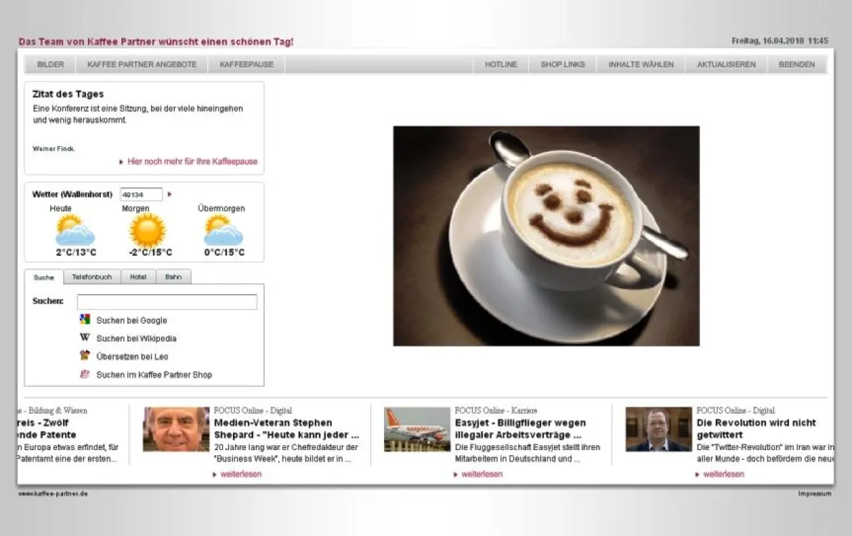 Info-Screen, Screenshot