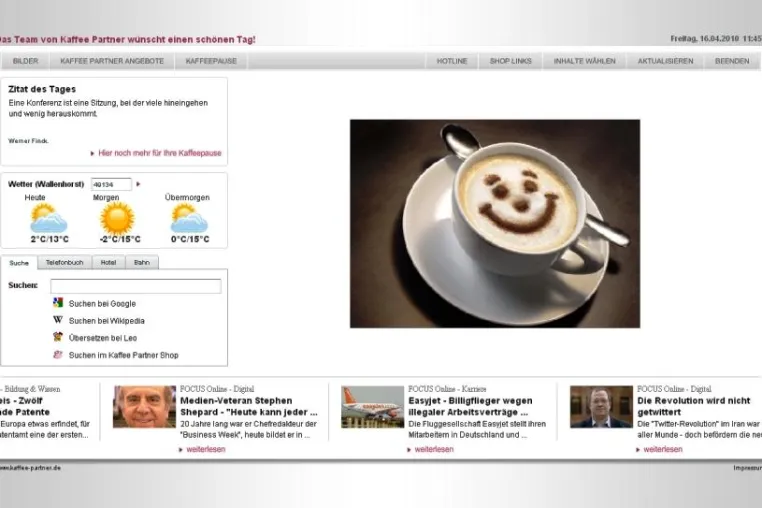 Bild: Kaffee Partner stellt neuartigen Bildschirmschoner vor