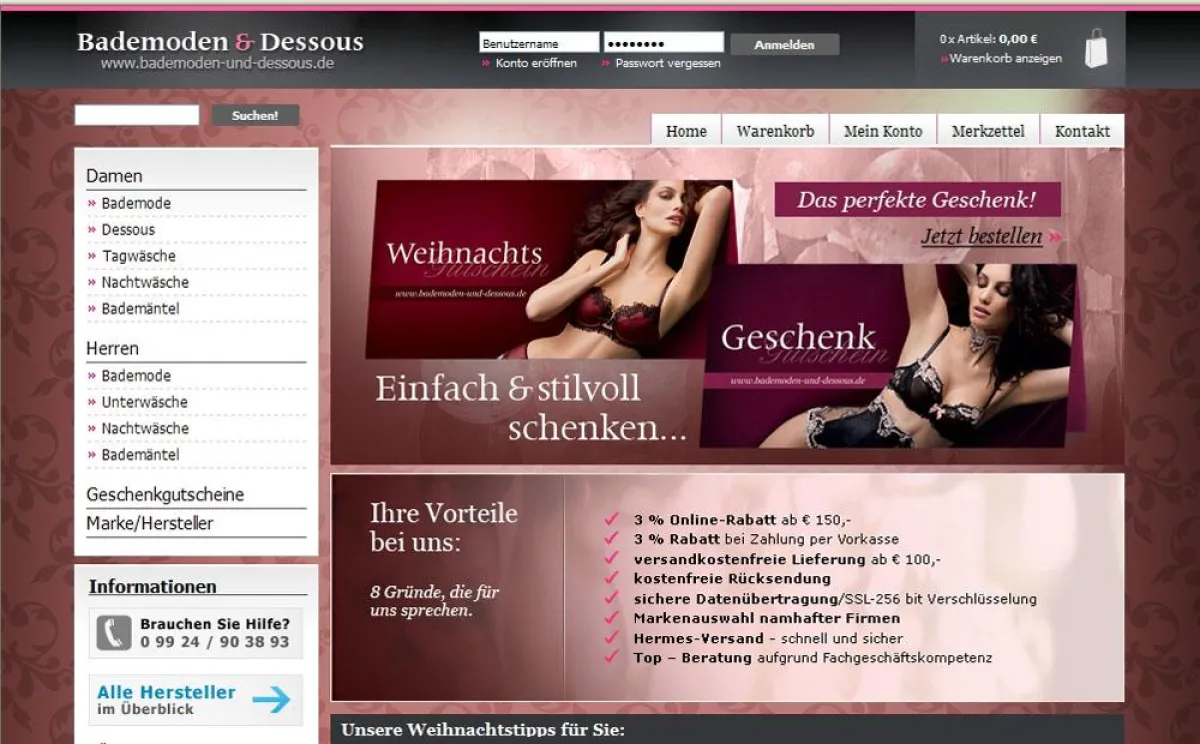 Der neue Onlineshop der Bademoden und Dessousinsel