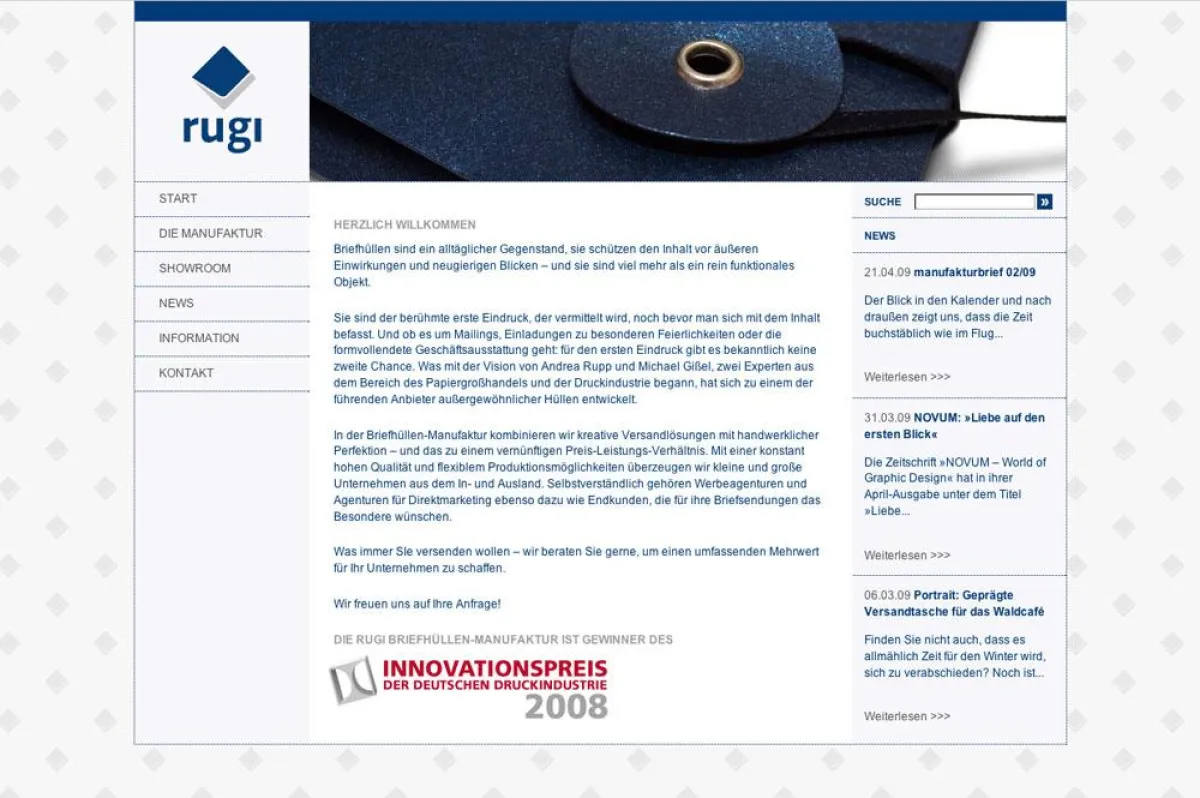 Der neue Webauftritt der rugi Briefhüllen-Manufaktur