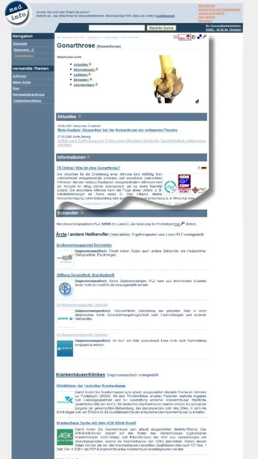 Behandlerliste am Beispiel der Gonarthrose