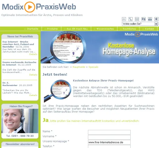 Bild: Modix PraxisWeb - Effiziente Internetlösungen für Ärzte, Praxen und Kliniken - Kostenlose Anlayse Ihrer Praxis-Homepage