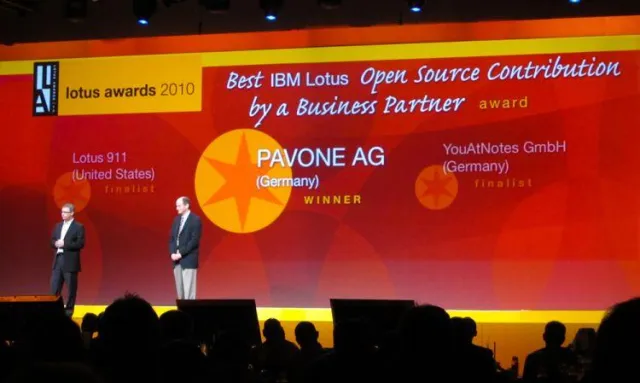Bild: PAVONE gewinnt "Best IBM Lotus Open Source Contribution by a Business Partner" Award auf der Lotusphere 2010