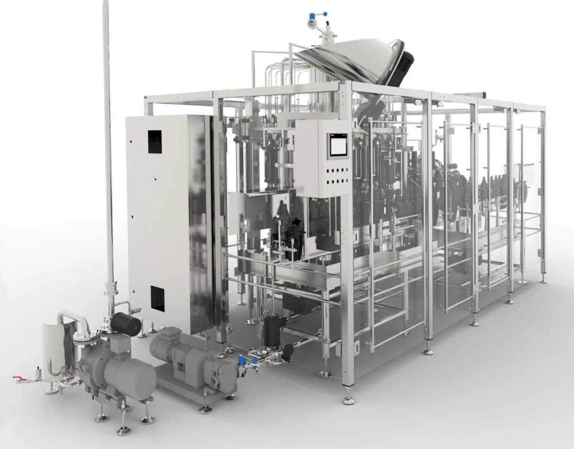 Gegendruck-Füller Multima mit Flüssigkeitsring-Vakuumpumpe Dolphin