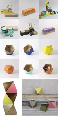 Bild: Bunte Papiergeometrie - Papierbehälter zum ordnen und präsentieren