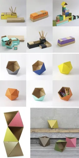 Bild: Bunte Papiergeometrie - Papierbehälter zum ordnen und präsentieren