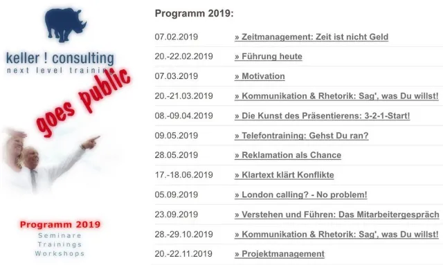 Bild: keller ! consulting: Programm für 2019 veröffentlicht – Weiterbildung als Wettbewerbsfaktor betrachten
