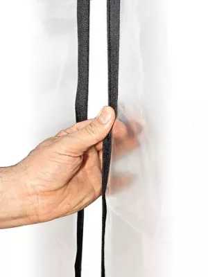 Bild: Selbstklebende Reißverschlüsse für schnellen Zugang/Ausgang in/aus Folienabsperrungen