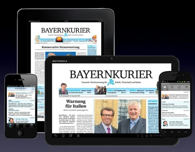 Bild: Unipush Media: Vier Bayernkurier-Apps für Apple- und Android-Geräte