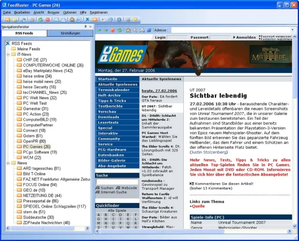 Bild: Alnera FeedBuster RSS Reader 1.0: Immer perfekt informiert
