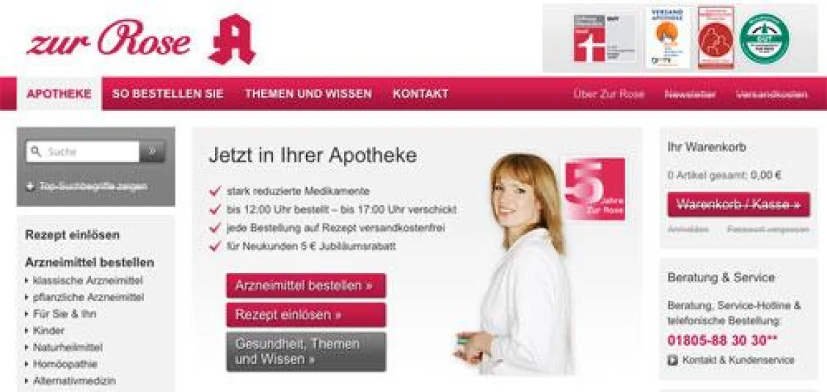 Klares Design für Online Apotheke