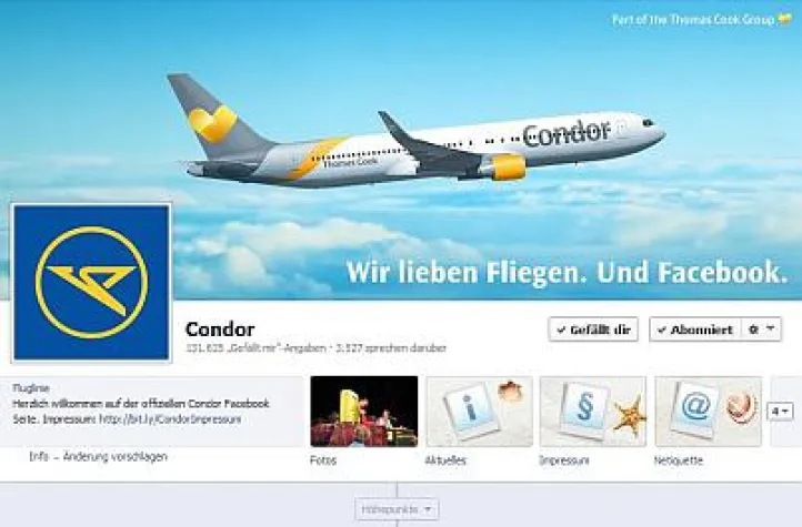 Bild: Condor gewinnt Airline-Check auf Facebook des Online-Magazins „Touristik Digital"