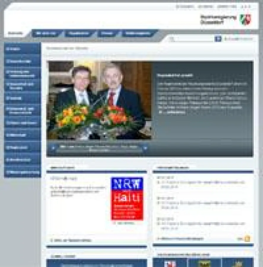 Screenshot Internetseite Bezirksregierung Düsseldorf