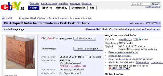 Bild: Möbel verkaufen bei eBay.at