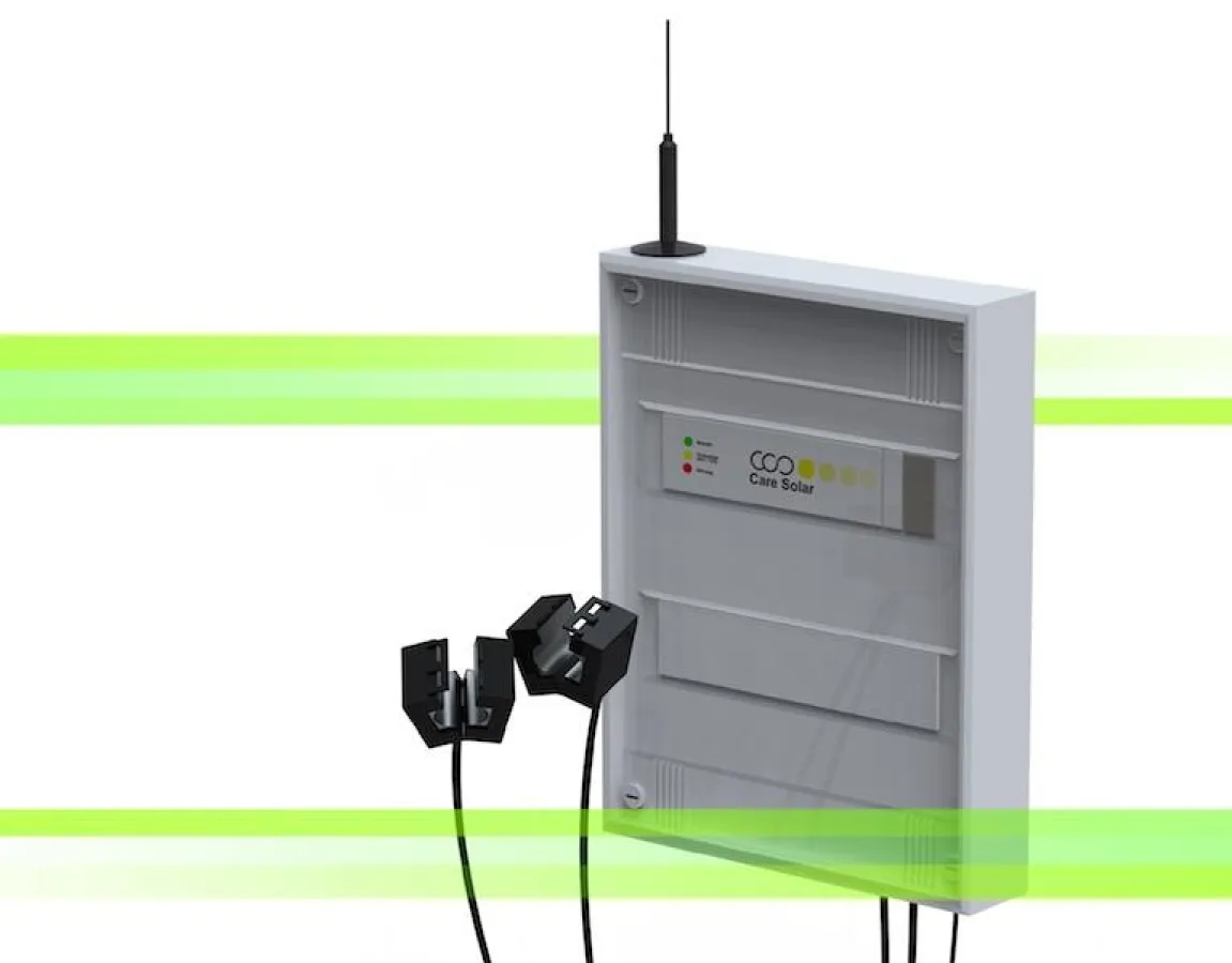 1. Der „Care Solar“-Datenlogger mit Hallsensoren für Anlagen von 3 bis 30 kWp Leistung