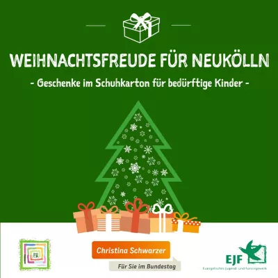 Bild: Weihnachtsfreude für Neukölln – Christina Schwarzer sammelt Geschenke im Schuhkarton für bedürftige Kinder