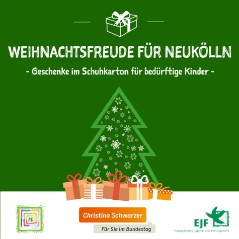 Bild: Weihnachtsfreude für Neukölln – Christina Schwarzer sammelt Geschenke im Schuhkarton für bedürftige Kinder