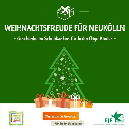 Bild: Weihnachtsfreude für Neukölln – Christina Schwarzer sammelt Geschenke im Schuhkarton für bedürftige Kinder
